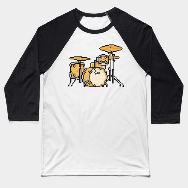 Pixel Maple Stones Drums Baseball T-Shirt by gkillerb